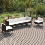 vidaXL Salon de jardin 6 Pièces avec coussins résine tressée noir