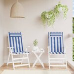 vidaXL Coussins de chaise à dossier haut lot de 2 rayures bleu/blanc