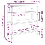 vidaXL Table console chêne sonoma 72 5x25x75 cm bois d'ingénierie