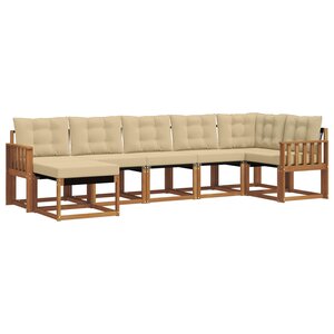 vidaXL Ensemble de canapés d'extérieur 7 Pièces Naturel et Beige