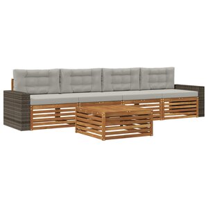 vidaXL Ensemble de canapés d'extérieur 5 pc Naturel et gris clair