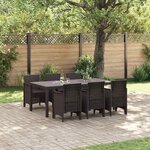 vidaXL Ensemble de salle à manger pour jardin 7 Pièces Marron Rattan Polt