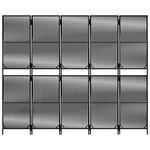 vidaXL Cloison de séparation 5 panneaux noir résine tressée