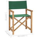 Vidaxl chaise pliable de metteur en scène bois de teck solide vert