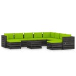 vidaXL Salon de jardin 11 Pièces avec coussins Bois imprégné de gris