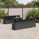 vidaXL Ensemble de canapé de jardin 9 Pièces Noir 100 x 55 x 73 cm