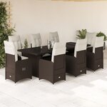 vidaXL Ensemble de bistro de jardin 9 Pièces coussins marron poly rotin