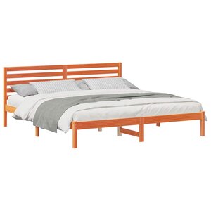 vidaXL Cadre de lit avec tête de lit Brun cire 180 x 200 cm Pin massif