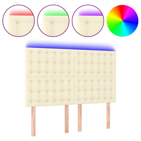 vidaXL Tête de lit à LED Crème 144x5x118/128 cm Similicuir