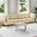 vidaXL Canapé modulaire avec rangement 4 Pièces Crème Tissu