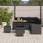 vidaXL Ensemble de canapé de jardin avec coussin 9 Pièces Noir polyrotin