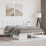 vidaXL Cadre de lit métal avec tête de lit blanc 135x190 cm