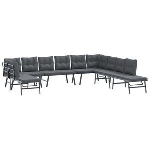 vidaXL Ensemble de bancs de jardin avec coussins 7 Pièces noir