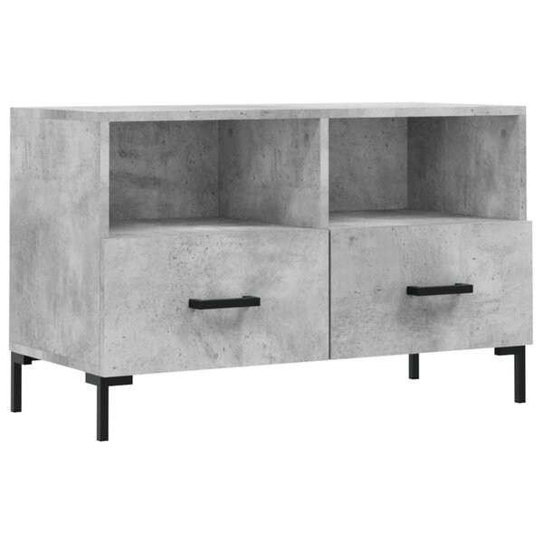 vidaXL Meuble TV Gris béton 80x36x50 cm Bois d'ingénierie
