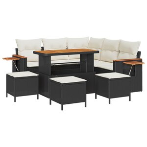 vidaXL Ensemble de canapé de jardin 9 Pièces Noir polyrotin