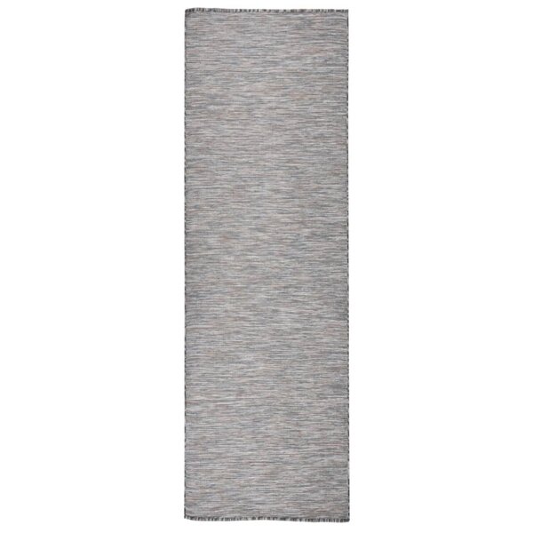 vidaXL Tapis à tissage plat d'extérieur 80x250 cm Marron et bleu