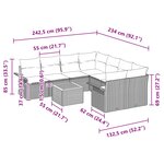 vidaXL Ensemble de canapé de jardin 9 Pièces Noir Poly rotin