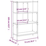 vidaXL Bibliothèque noir 72x28x109 cm bois d'ingénierie