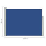 vidaXL Auvent latéral rétractable de patio 100x500 cm Bleu