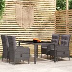 vidaXL Mobilier à dîner de jardin 5 Pièces Résine tressée Gris