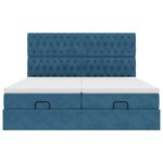 VidaXL Cadre de lit ottoman avec matelas bleu foncé 180x200 cm velours