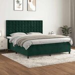vidaXL Sommier à lattes de lit et matelas Vert foncé 160x200cm Velours
