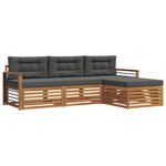 vidaXL Ensemble de canapés d'extérieur 4 pc Naturel et Anthracite