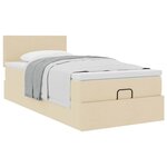 vidaXL Lit ottoman avec matelas crème 90x200 cm tissu