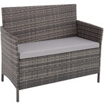 Tectake Salon de jardin MADERE 2 Chaises Fauteuils, 1 Banc, 1 Table - gris