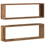 Étagères murales vidaXL 2 Pièces Bois ancien 80x15x26 cm en bois d'ingénierie