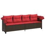 vidaXL Chaise longue avec auvent et coussins marron résine tressée