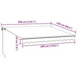 vidaXL Auvent manuel rétractable avec LED bordeaux 300x250 cm