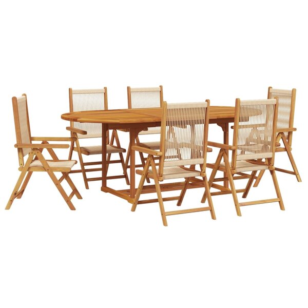 vidaXL Ensemble à Manger de jardin 7Pièces beige polypropylène et bois