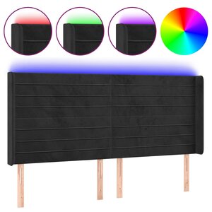 vidaXL Tête de lit à LED Noir 183x16x118/128 cm Velours