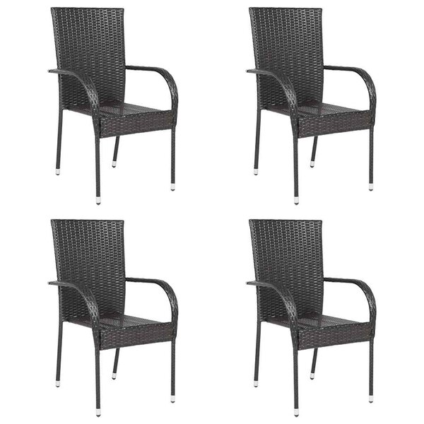 vidaXL Chaises empilables d'extérieur lot de 4 Résine tressée Marron