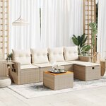 vidaXL Salon de jardin avec coussins 6 Pièces beige résine tressée