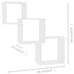 vidaXL Étagères murales cubiques Blanc 68x15x68 cm Bois d'ingénierie