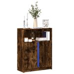 vidaXL Buffet avec LED chêne fumé 77x34x100 cm bois d'ingénierie