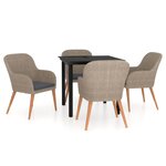 vidaXL Ensemble à manger de jardin et coussins 5 Pièces Marron