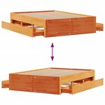 vidaXL Cadre de lit sans matelas avec tiroirs brun cire 160x200 cm pin