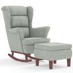 vidaXL Fauteuil à bascule à oreilles en velours gris clair bois massif
