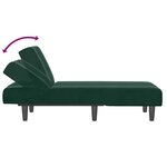 vidaXL Chaise longue vert foncé velours