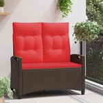 vidaXL Banc de jardin avec oreiller Marron et rouge 105 x 60 x 112 cm