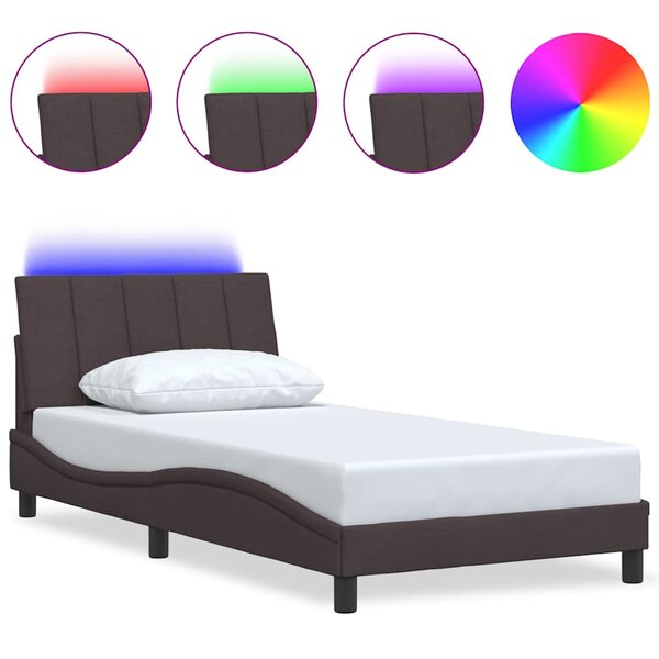 vidaXL Cadre de lit sans matelas marron foncé 100x200 cm tissu
