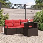vidaXL Ensemble de canapé de jardin 5 Pièces Marron et rouge polyrotin