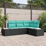vidaXL Ensemble de canapé de jardin avec coussin 4 Pièces Noir polyrotin