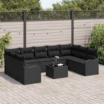 vidaXL Ensemble de canapé de jardin Noir polyrotin