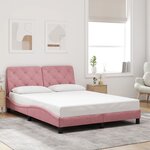 vidaXL Cadre de lit avec LED sans matelas rose 120x200 cm velours