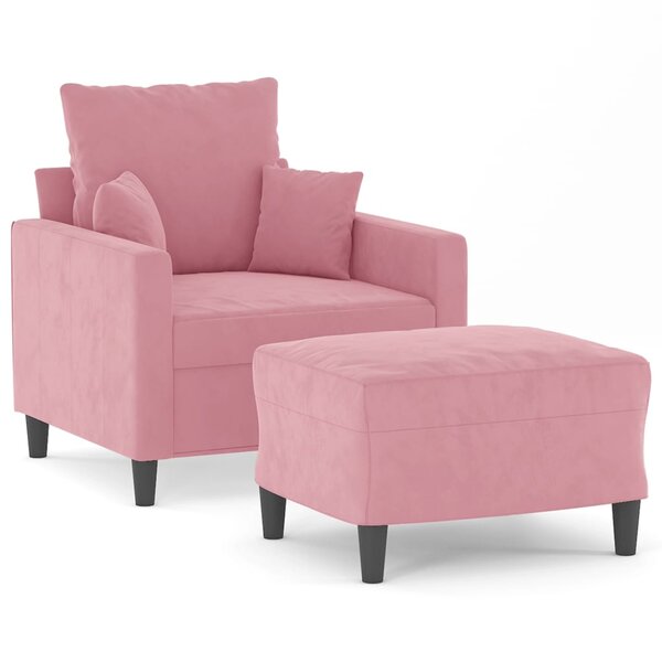 vidaXL Fauteuil avec repose-pied Rose 60 cm Velours