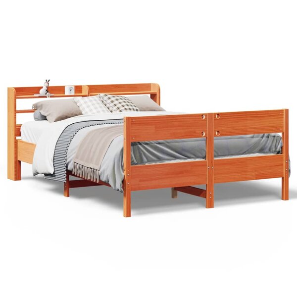 vidaXL Cadre de lit sans matelas cire marron 140x190cm bois pin massif